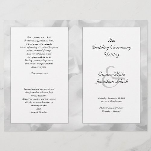 Black and White Floral Long Ceremony Program