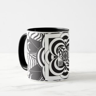 Black and White Floral Mandala Abstract Mug