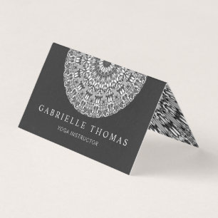 Black and White Floral Mandala Business Card