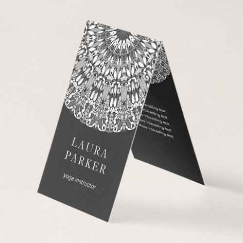 Black and White Floral Mandala Business Card