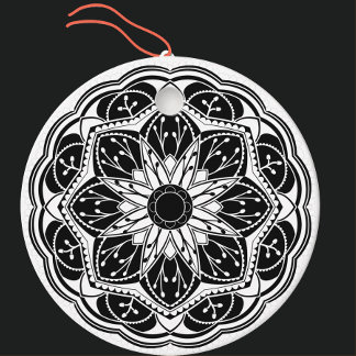 Black and white floral mandala favor tags