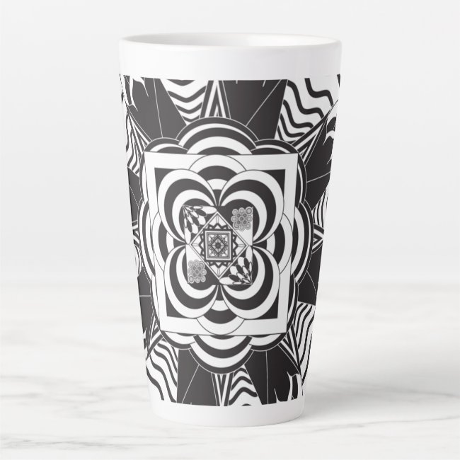 Black and White Floral Mandala Latte Mug