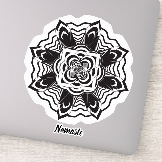 Black and White Floral Mandala Vinyl Sticker