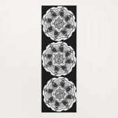 Black and White Floral Mandala Yoga Mat (Back)