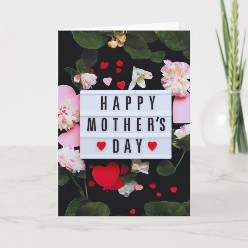 Black and White Floral Mothers Day Card 