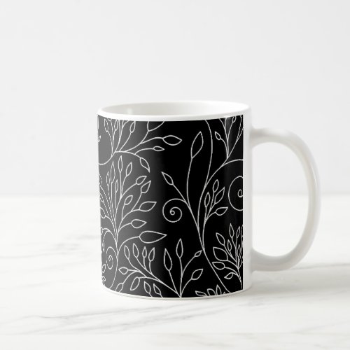 Black and white floral Mug