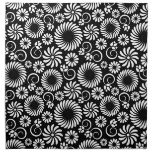 Black and white floral Napkin
