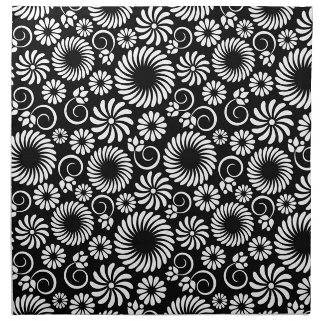 Black and white floral Napkin (Front)