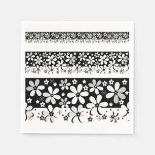 Black and white floral napkins