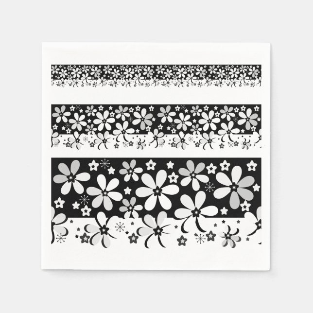 Black and white floral napkins (Front)
