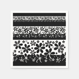 Black and white floral napkins