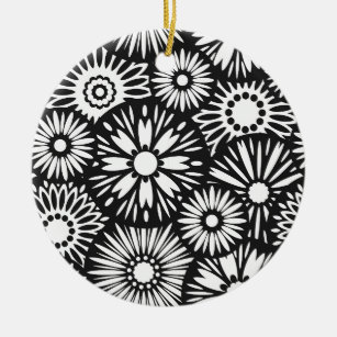 Black and white floral Ornament