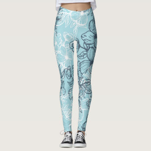 black and white floral ornement  blue leggings
