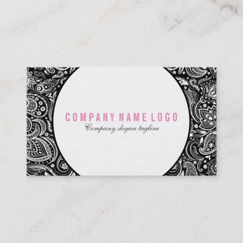 Black And White Floral Paisley Business Card