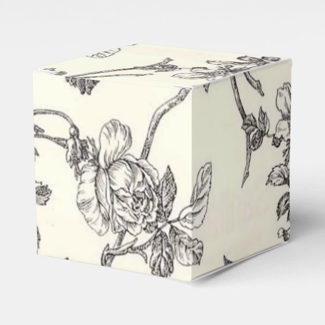 Black And White Floral Party Favor Box  (Front Side)