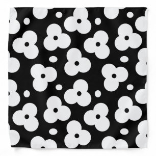 Black and white floral pattern bandana