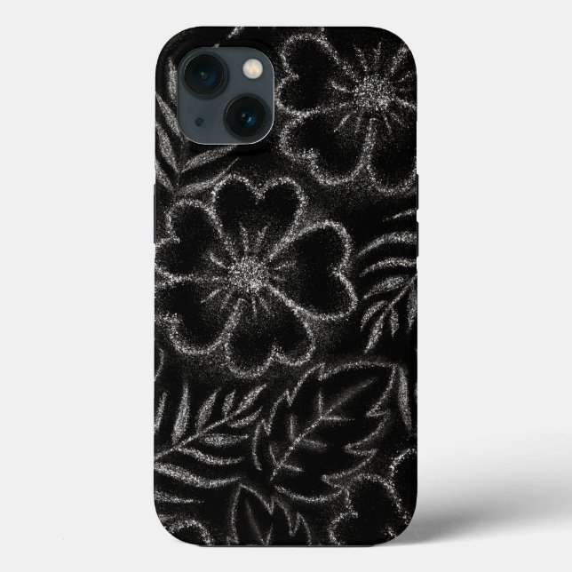 Black and White Floral Pattern Case-Mate iPhone Case (Back)