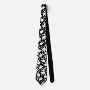 Black and White Floral Pattern Groomsmen Wedding  Neck Tie