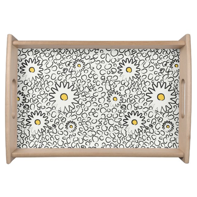 black and white floral pattern serving tray (Front)