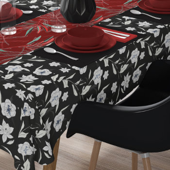Black And White Floral Pattern Tablecloth by Gingezel at Zazzle