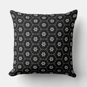 Black and White Floral Pattern Throw Pillow