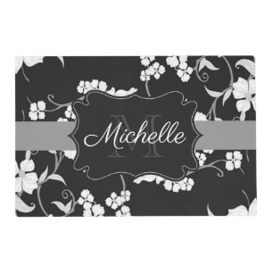 Black and White Floral Placemat