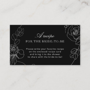 Black and White Floral Please Bring A Recipe Enclosure Card