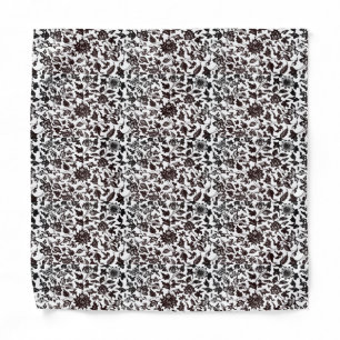 Black and White Floral Pocket Square Bandana