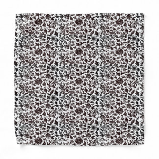 Black and White Floral Pocket Square Bandana