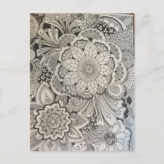 Black and white floral postcard (Front)