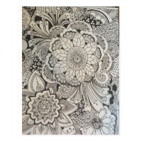 Black and white floral postcard