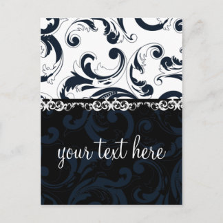 Black and White Floral Postcard