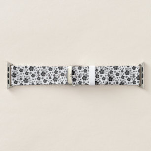 Black and White Floral Print Apple Watch Band