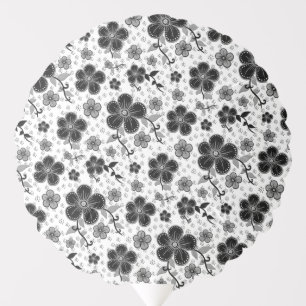 Black and White Floral Print Balloon