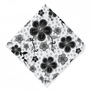 Black and White Floral Print Bandana