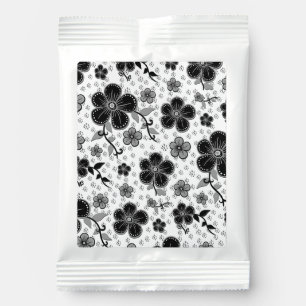 Black and White Floral Print Hot Chocolate Drink Mix