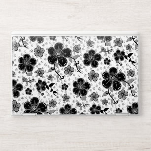 Black and White Floral Print HP Laptop Skin