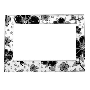 Black and White Floral Print Magnetic Frame