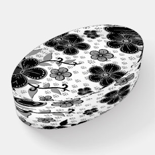 Black and White Floral Print Paperweight