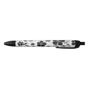 Black and White Floral Print Pen