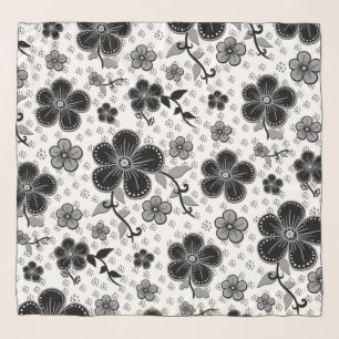 Black and White Floral Print Scarf