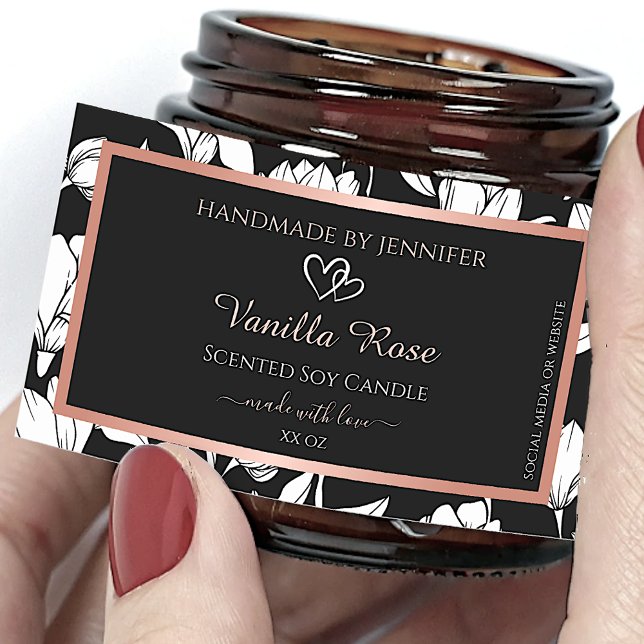 Black and White Floral Product Labels Rose Gold (Creator Uploaded)