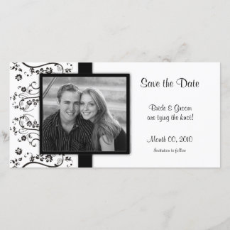 Black and White Floral Save the Date Photo Cards