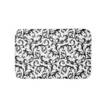 Black And White Floral Scroll Bath Mat at Zazzle