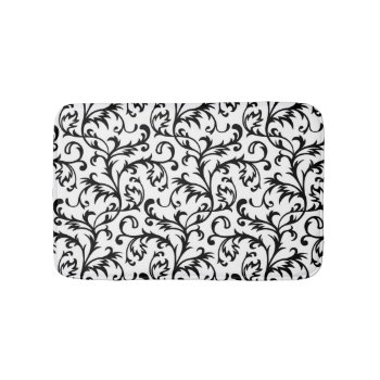 Black And White Floral Scroll Bath Mat by pmcustomgifts at Zazzle