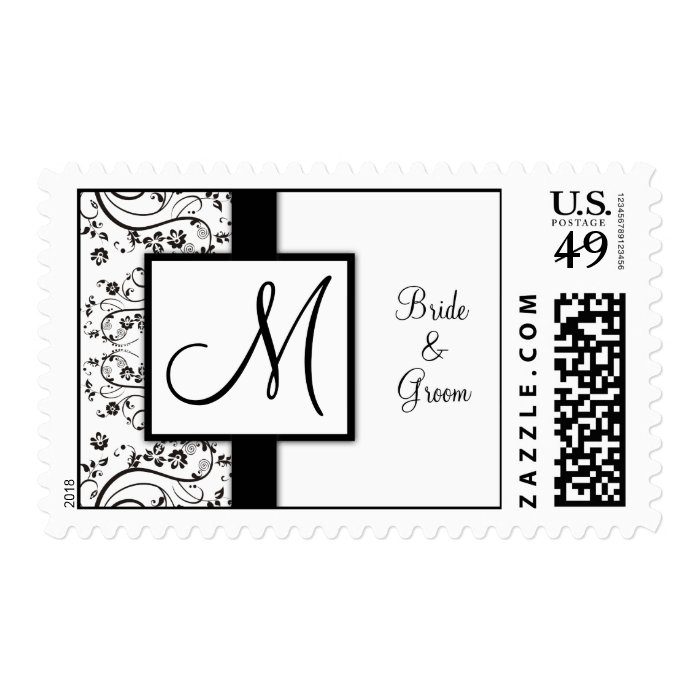 Black and White Floral Scroll Monogram Stamps