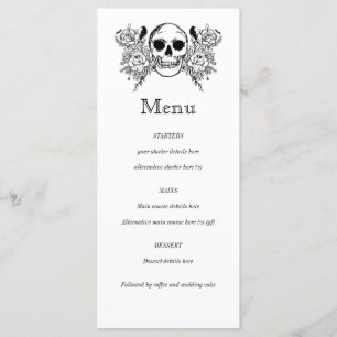 Black and white Floral skull tattoo menu