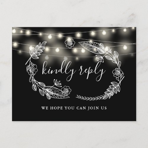 Black And White Floral Song Request RSVP Card