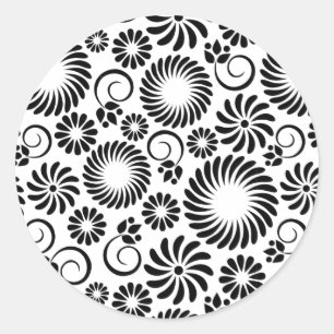 black and white floral Sticker