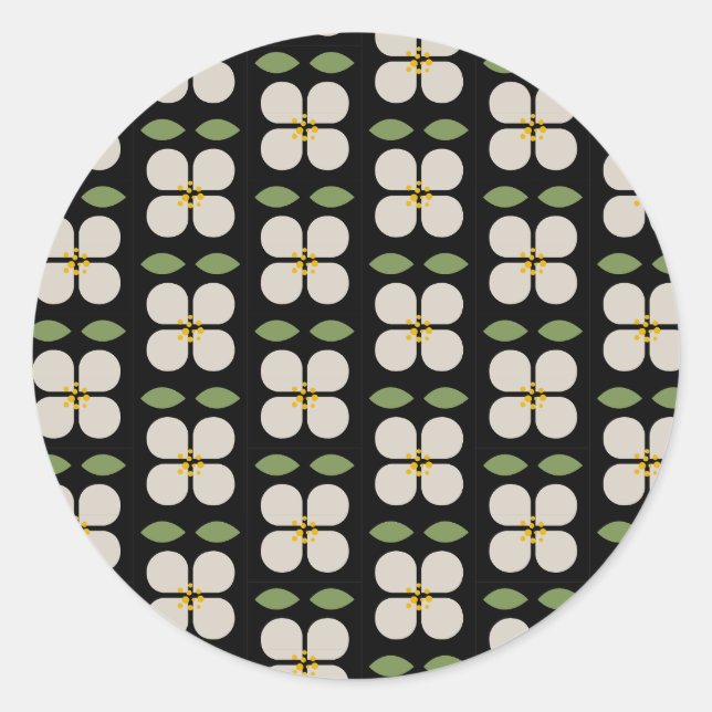 Black and White Floral Sticker - Bloom & Stick (Front)